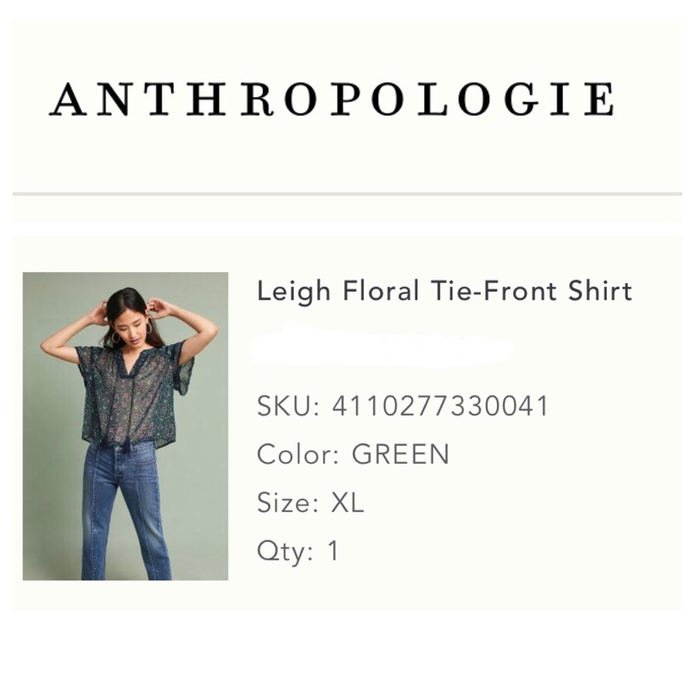 eri + ali Leigh Floral Tie-Front Shirt, XL